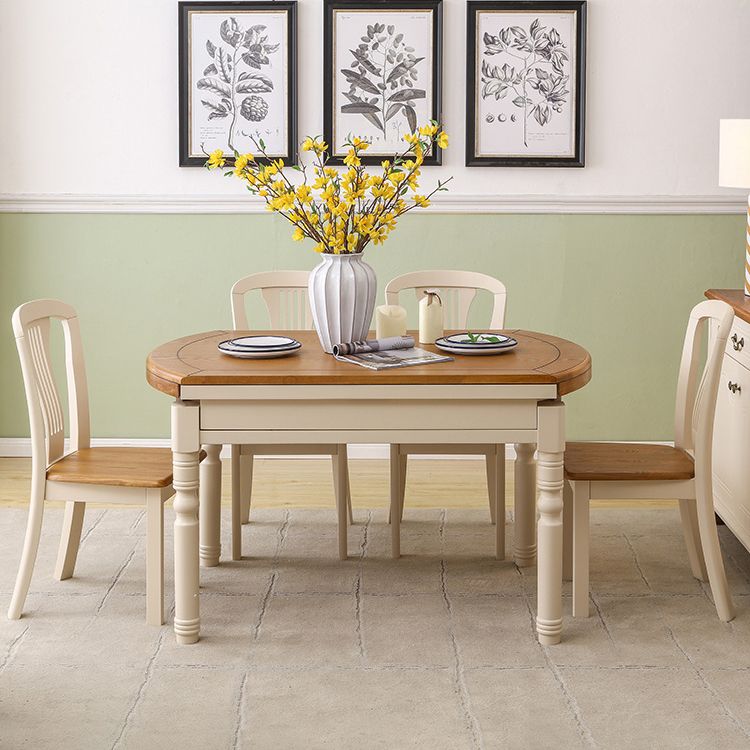 Traditional Solid Wood Dining Room Set with Rectangle Top and White Base Dining Furniture Clearhalo 'Dining Room Sets' 'Dining Tables & Seating' 'dining_room_set' 'furn' 'furn_dining_room_set' 'Furniture' 'furniture_dining_room_set' 'Kitchen & Dining Furniture' 'kitchen&dining_furn' 'kitchen' 1200x1200_f6504652-647c-4e09-87fc-4011e6dc98a1