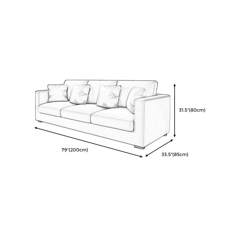 Modern Square Arm Standard Settee Bench with Pillows for 3 People