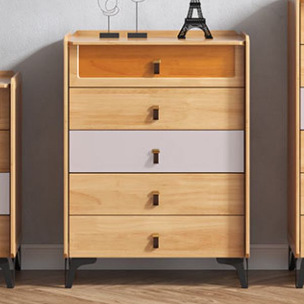 Poitrine naturelle moderne du milieu du siècle avec tiroirs en babinon et jambes noires