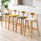 Scandinavian Rubberwood Upholstered Bar Stools Matte Finish Footrest Stool Clearhalo 'Bar Furniture' 'Bar Stools' 'bar_stools' 'Furniture' 'furniture_bar_stools' 'Kitchen & Dining Furniture' 1200x1200_f6524881-c4be-4793-a8c8-a9aadfa69cea