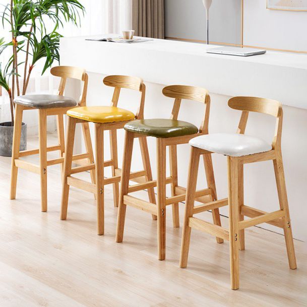 Scandinavian Rubberwood Upholstered Bar Stools Matte Finish Footrest Stool Clearhalo 'Bar Furniture' 'Bar Stools' 'bar_stools' 'Furniture' 'furniture_bar_stools' 'Kitchen & Dining Furniture' 1200x1200_f6524881-c4be-4793-a8c8-a9aadfa69cea
