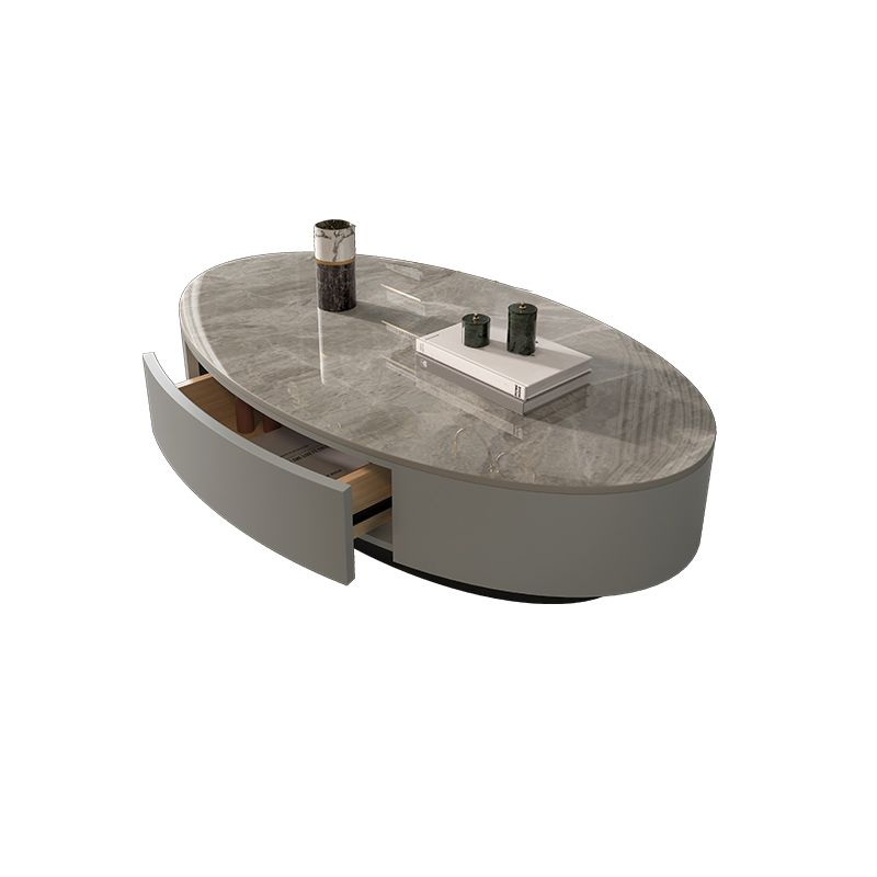 Glam Slate Coffee Cocktail Table Frame Oval Pedestal Coffee Table for Home Clearhalo 'Coffee & Accent Tables' 'Coffee Tables' 'coffee_tables' 'furn' 'furn_coffee_tables' 'Furniture' 'Living Room Furniture' 1200x1200_f6524ce6-d54a-4950-bd27-9731d733ebff