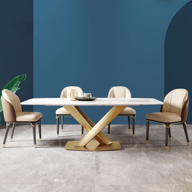 Traditional Luxury Style Dining Table White Rectangle Sintered Stone Table Clearhalo ' dining_table' 'Dining Tables & Seating' 'Dining Tables' 'furn' 'furn_dining_table' 'Furniture' 'furniture_dining_table' 'Kitchen & Dining Furniture' 'kitchen&dining_furn' 'kitchen' 'kitchen_dining_table' 1200x1200_f652a076-948c-4260-b272-cf335e2e4990