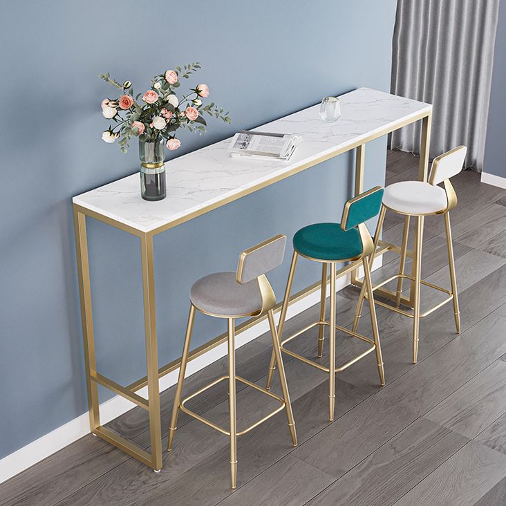 Nordic Armless Backrest Counter Stool Steel Cafe Bar Stool with Velvet Cushion and Pedal Clearhalo 'Bar Furniture' 'Bar Stools' 'bar_stools' 'furn' 'furn_bar_stools' 'Furniture' 'furniture_bar_stools' 'Kitchen & Dining Furniture' 1200x1200_f6533c91-69f5-4a43-bf38-e28a82629484