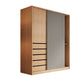 Natural Finish Modern Wardrobe Armoire Solid Wood and Engineered Wood Armoire