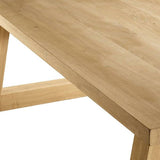 Mesa de comedor moderna rectangular de pino natural con 4 patas