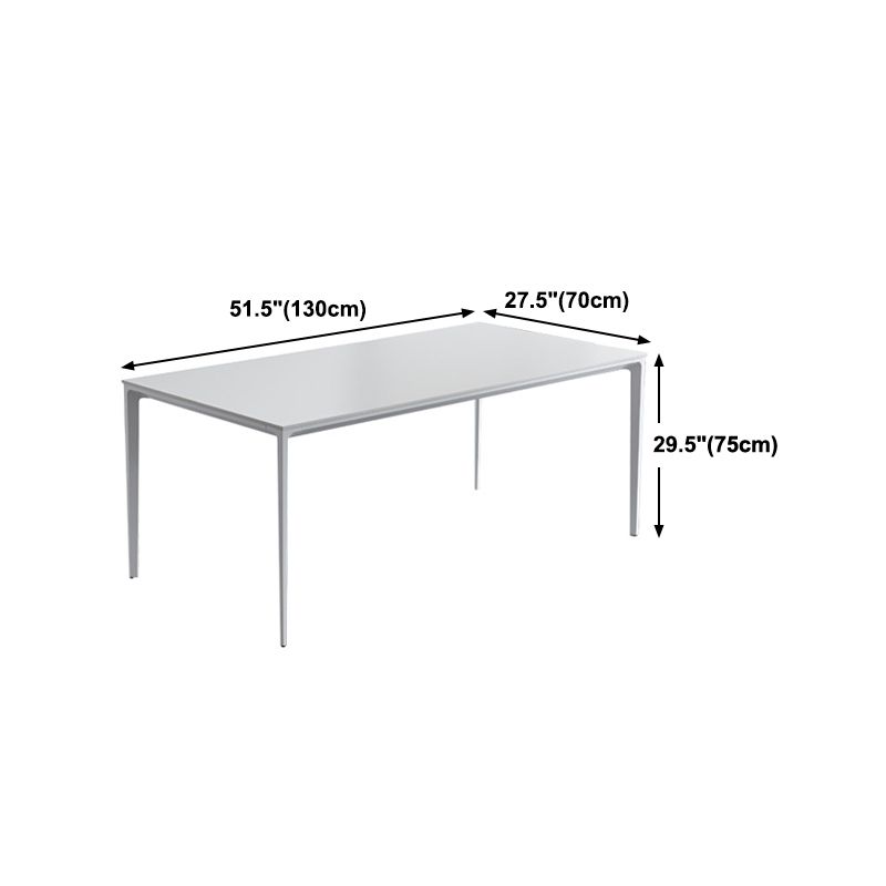 Metal Contemporary Rectangular Dining Table White Sintered Stone Top Table with Legs Clearhalo 'Dining Tables & Seating' 'Dining Tables' 'dining_table' 'Furniture' 'furniture_dining_table' 'Kitchen & Dining Furniture' 'kitchen' 'kitchen_dining_table' 1200x1200_f655fa9e-f2d6-44c2-93d6-1c085975bcaf