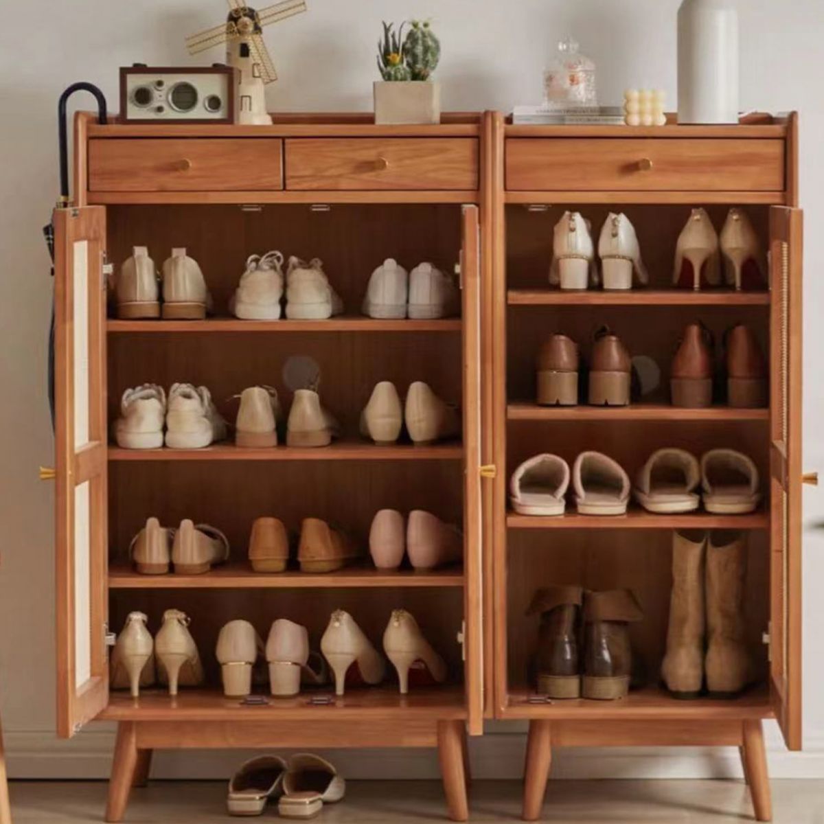 Mid-Century Modern Rectangle Storage Cabinet Natural Finish Accent Cabinet Clearhalo 'Cabinets & Chests' 'cabinets_chests' 'furn' 'furn_cabinets_chests' 'Furniture' 'Living Room Furniture' 1200x1200_f6562f8b-a41c-4d2d-b517-95799b9de85b