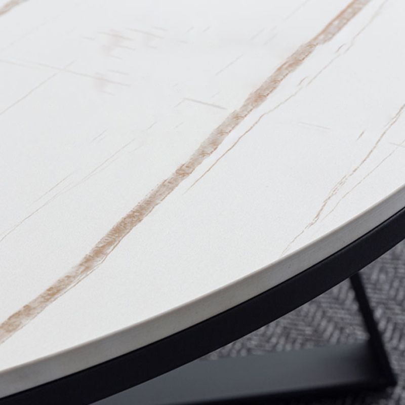 Round with Metal Accents Coffee Table Modern Stone 20.9'' Cocktail Table