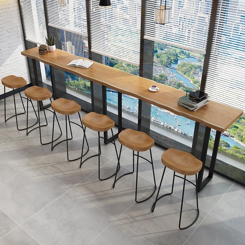 Modern Solid Wood Bar Table Set 1/4/7 Pcs Backless Full Natural Bar Stool Clearhalo 'Bar Furniture' 'furn' 'furn_home_bar_bar_sets' 'Furniture' 'Home Bars & Bar Sets' 'home_bar_bar_sets' 'Kitchen & Dining Furniture' 1200x1200_f6577d75-ea52-4040-a7fe-04210aa477c4