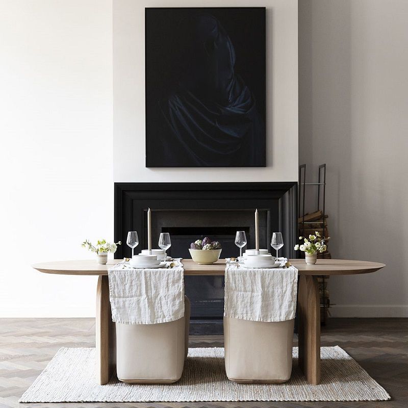 Oval Double Pedestal Modern Table Solid Wood Fixed Table for Home Use Clearhalo ' dining_table' 'Dining Tables & Seating' 'Dining Tables' 'furn' 'furn_dining_table' 'Furniture' 'furniture_dining_table' 'Kitchen & Dining Furniture' 'kitchen&dining_furn' 'kitchen' 'kitchen_dining_table' 1200x1200_f6588450-6861-43c5-8e67-7c0c8ae91143