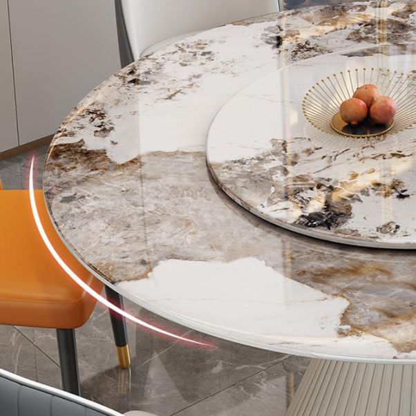 Stone Round Dining Table Contemporary Style Dining Site Table with Turntable Clearhalo 'Dining Tables & Seating' 'Dining Tables' 'dining_table' 'furn' 'furn_dining_table' 'Furniture' 'Kitchen & Dining Furniture' 1200x1200_f65a5594-edac-4b11-8739-4268b791388d