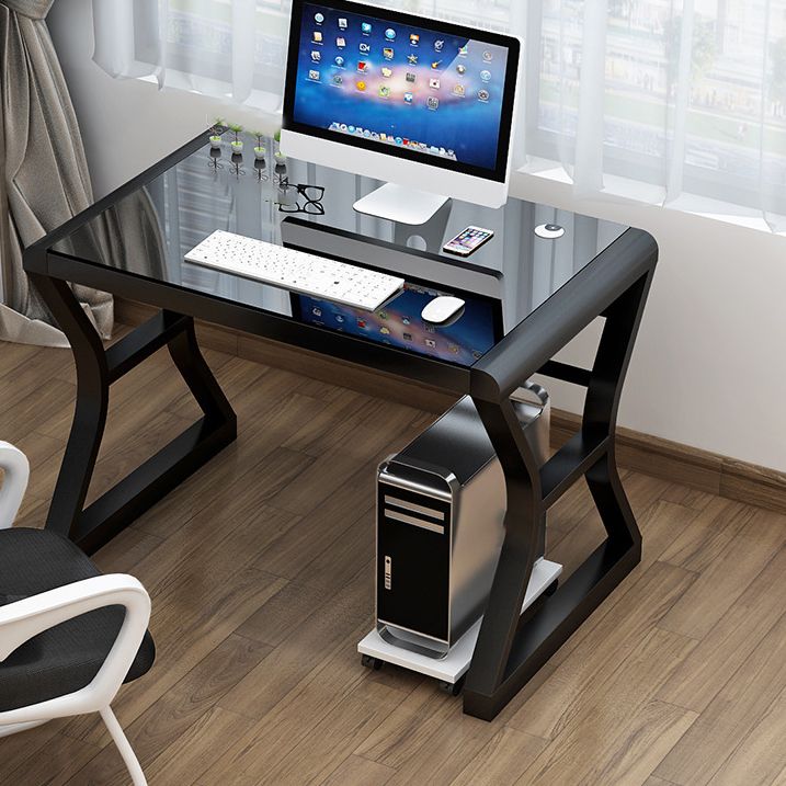 Glass Top Rectangular Office Desk 29.53-inch Tall Writing Desk Clearhalo 'furn' 'furn_office_desk' 'Furniture' 'Office Desks' 'Office Furniture' 'office_desk' 1200x1200_f65abacb-f59b-4ca6-825f-eb59735dfcbc