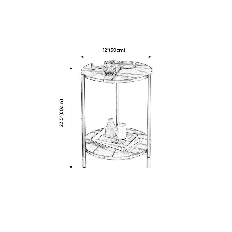 Contemporary Stone Top Side End Table Round Metal Frame Sofa Side Table Clearhalo 'Coffee & Accent Tables' 'End & Side Tables' 'end_side_tables' 'furn' 'furn_end_side_tables' 'Furniture' 'Living Room Furniture' 1200x1200_f65c38ac-b95d-41fe-89dc-a4593e441ae6