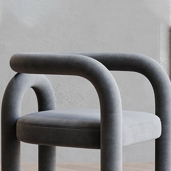 Designer Style Velvet Curved Arm Chair Open Back Matte Finish Dining Chair Clearhalo ' kitchen&dining_furn' 'Dining Chairs' 'Dining Tables & Seating' 'dining_chair' 'furn' 'furn_dining_chair' 'Furniture' 'furniture_dining_chair' 'Kitchen & Dining Furniture' 'kitchen' 1200x1200_f65c42db-219e-4745-af3f-61d632296fa8