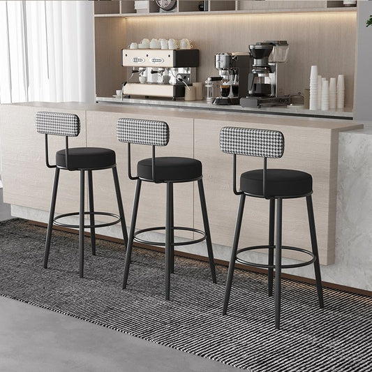 Black Metal Nordic Barstool Low Back Indoor Tall Stool with Upholstered Seat Clearhalo 'Bar Furniture' 'Bar Stools' 'bar_stools' 'furn' 'furn_bar_stools' 'furniture_bar_stools' 'Kitchen & Dining Furniture' 'kitchen&dining_furn' 'kitchen' 'kitchen_furn' Furniture' 1200x1200_f65c6a28-72ba-4daf-829e-0f98c318e7f8