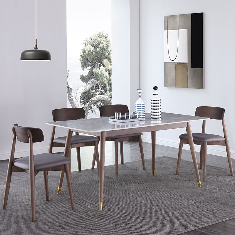 Rectangle Grey Dining Table Rubberwood Solid Wood Legs Dining Table Clearhalo 'Dining Tables & Seating' 'Dining Tables' 'dining_table' 'furn' 'furn_dining_table' 'Furniture' 'Kitchen & Dining Furniture' 1200x1200_f65cad61-617b-42fd-86af-0a3358b4ffc7