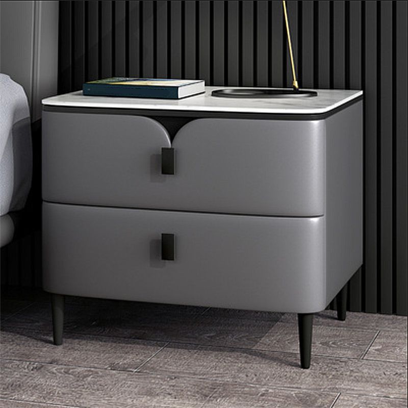 Modern Stone Top Top a 2-Drawer Storage da 18 pollici H Tavolo da notte con gambe