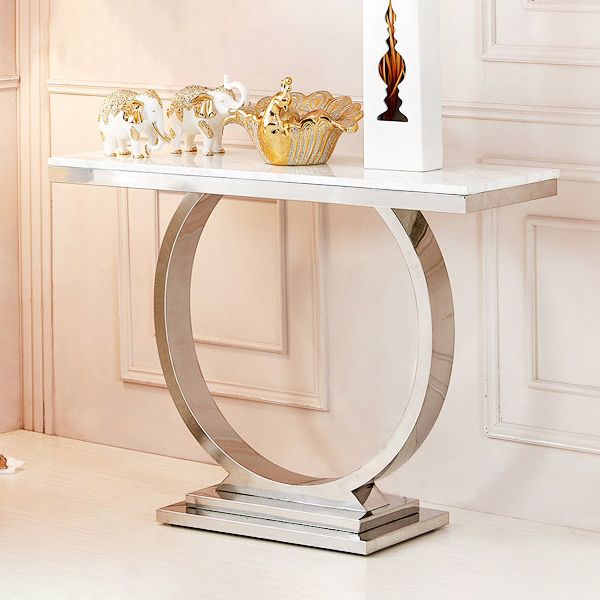 Tabella della console in marmo da 16 "W Tavolo accento resistente alle macchie glam per Hall