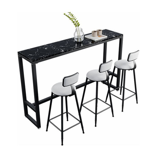 Industrial Black Iron Bar Table Marble Rectangle Top 41.3"H Bistro Table, Only Table Clearhalo 'Bar Furniture' 'Bar Tables' 'bar_tables' 'furn' 'furn_bar_tables' 'Furniture' 'furniture_bar_tables' 'Kitchen & Dining Furniture' 1200x1200_f65e7f7d-4d04-4d6a-a628-584746c04f88