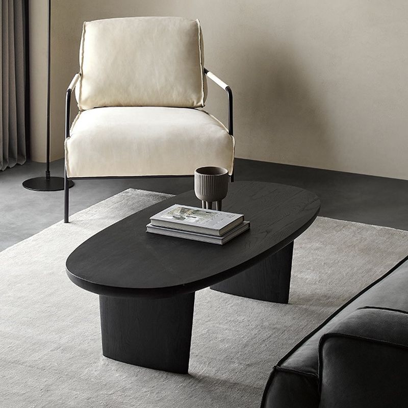 North European Oval Coffee Table Wood Cocktail Table in Black Clearhalo 'Coffee & Accent Tables' 'Coffee Tables' 'coffee_tables' 'furn' 'furn_coffee_tables' 'Furniture' 'Living Room Furniture' 1200x1200_f65f0ccf-89f2-41c6-90cf-dfa363e50fcb