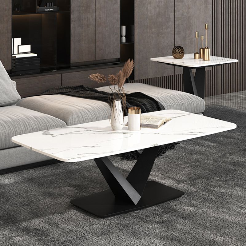 Glam 17.7" H Rectangle Slate Coffee Table Metal Abstract Cocktail Table Clearhalo 'Coffee & Accent Tables' 'Coffee Tables' 'coffee_tables' 'furn' 'furn_coffee_tables' 'Furniture' 'Living Room Furniture' 1200x1200_f660048e-83f6-4e9f-a478-566a9448df56