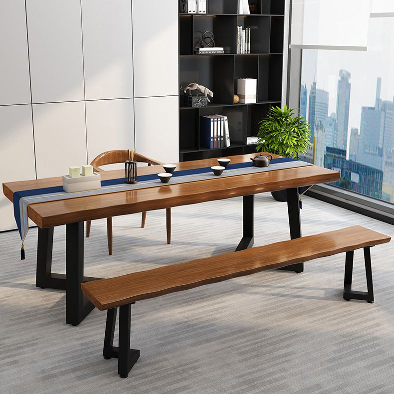 Solid Wood Industrial Writing Desk Rectangular Office Desk with Iron Legs Clearhalo 'furn' 'furn_office_desk' 'Furniture' 'Office Desks' 'Office Furniture' 'office_desk' 1200x1200_f6603705-cb33-498f-baf4-77aa0a879662