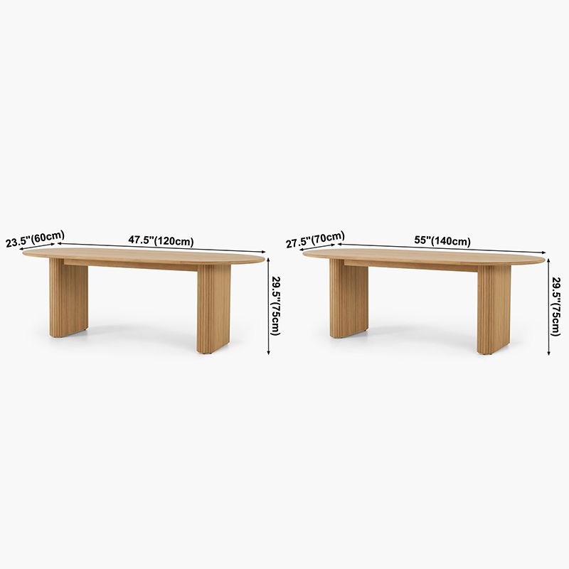 Oval Solid Pinewood Brown Tone Dining Table Simplicity Double Pedestal Table for Dining Room Clearhalo ' dining_table' 'Dining Tables & Seating' 'Dining Tables' 'furn' 'furn_dining_table' 'Furniture' 'furniture_dining_table' 'Kitchen & Dining Furniture' 'kitchen&dining_furn' 'kitchen' 'kitchen_dining_table' 1200x1200_f661ab3e-40e2-4429-88c8-938cf4220f5b