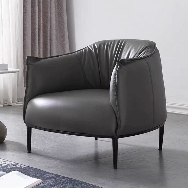 Faux Leather Barrel Accent Chair with Tight Back, 35.43" W √ó 33.86" L √ó 29.92" H Clearhalo 'Accent Chairs' 'accent_chairs' 'Chairs & Seating' 'furn' 'furn_accent_chairs' 'Furniture' 'Living Room Furniture' 1200x1200_f6622f41-a053-4038-b813-18b0e1811747