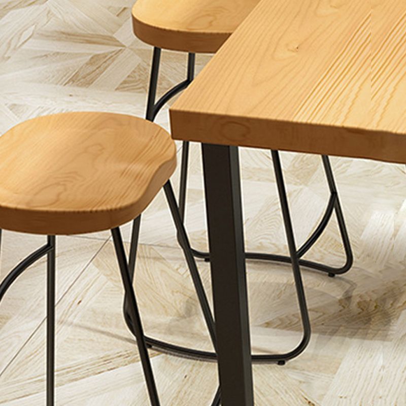 Tavolo da bar per top in legno di pino rettangolare tavolo da bar moderno con doppio piedistallo nero