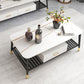 4 Legs Coffee Table Slate Top Coffee Cocktail Table with Shelf