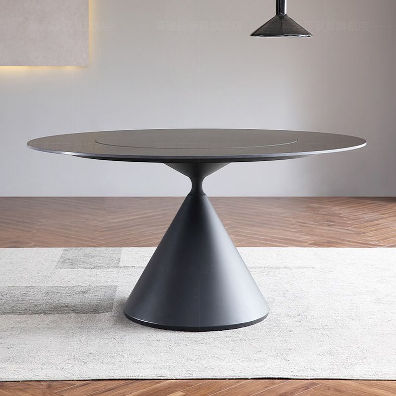 Round Sintered Stone Dining Table Modern Dining Table with Steel Pedestal Base for Home Clearhalo 'Dining Tables & Seating' 'Dining Tables' 'dining_table' 'furn' 'furn_dining_table' 'Furniture' 'Kitchen & Dining Furniture' 1200x1200_f6644978-2519-43b5-8dd2-ad0978c72b2a