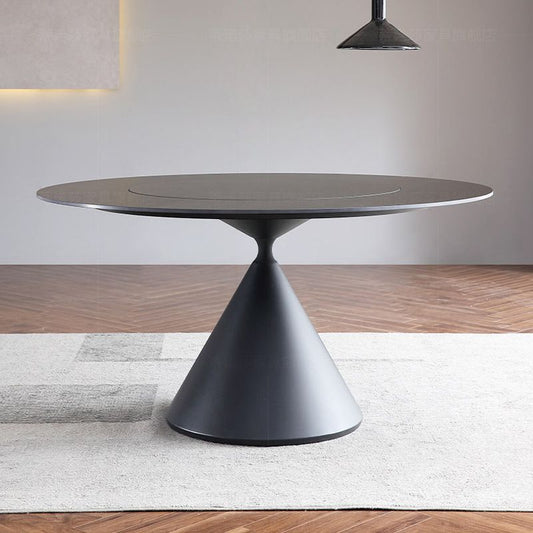 Round Sintered Stone Dining Table Modern Dining Table with Steel Pedestal Base for Home Clearhalo 'Dining Tables & Seating' 'Dining Tables' 'dining_table' 'furn' 'furn_dining_table' 'Furniture' 'Kitchen & Dining Furniture' 1200x1200_f6644978-2519-43b5-8dd2-ad0978c72b2a