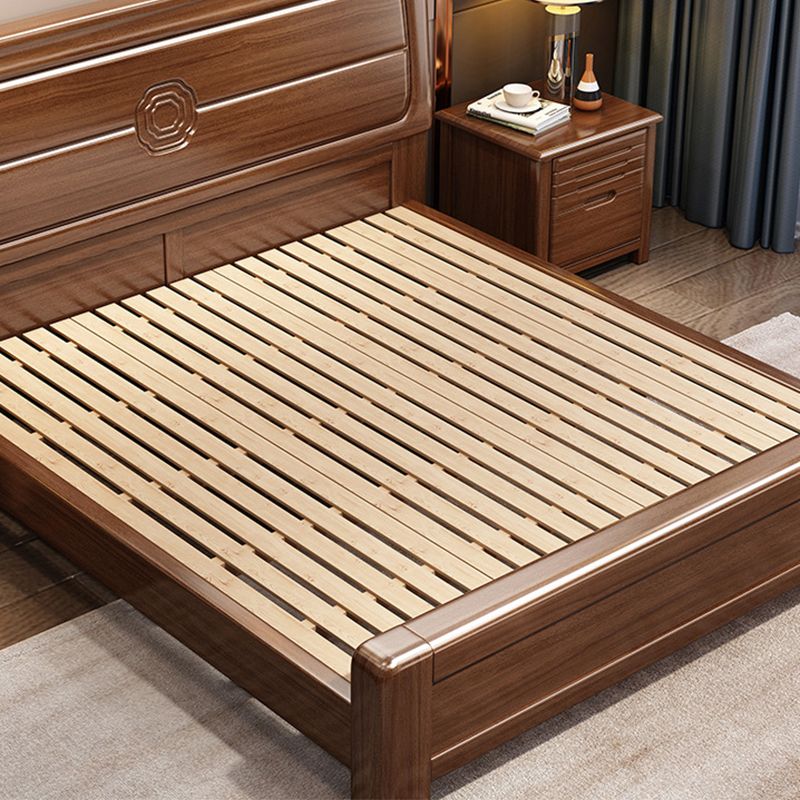 Lit de panneau moderne du milieu du siècle lit standard en bois massif avec tête de lit