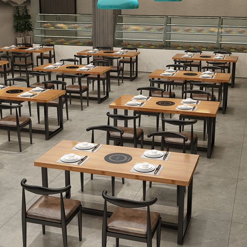 Industrial Dining Set 1/5 Pcs Solid Wood Top Dining Table and Armless Chairs Clearhalo 'Dining Room Sets' 'Dining Tables & Seating' 'dining_room_set' 'furn' 'furn_dining_room_set' 'Furniture' 'Kitchen & Dining Furniture' 1200x1200_f665ceac-ea0d-453f-80a7-b58e10922888