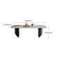 16.53" Tall Slate Top Coffee Table Stainless Steel Base Cocktail Table