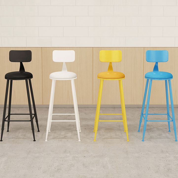 Scandinavian Metal Stool Faux Leather Round Seat Upholstered Counter Stool