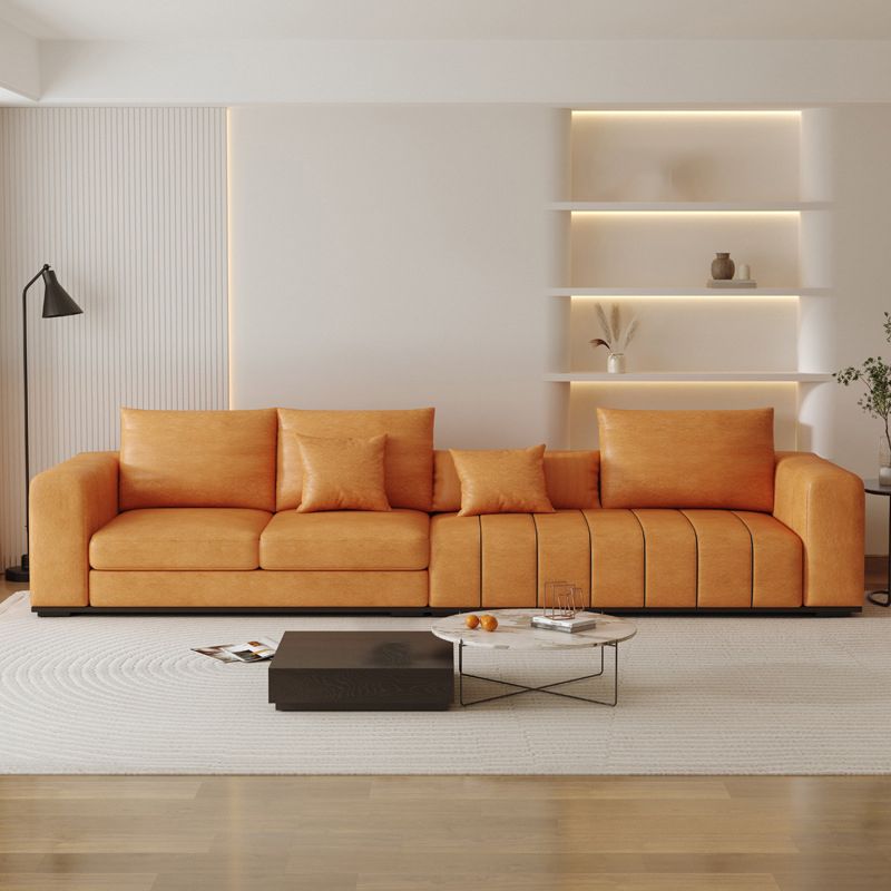 Contemporary Faux Leather Living Room Square Arm Standard Seating