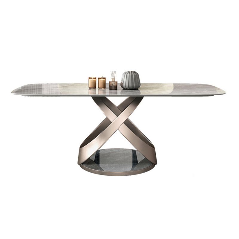 デザイナースタイルの長方形ダイニングセット1/4/5/6ピース焼結ストーントップダイナーテーブルセット