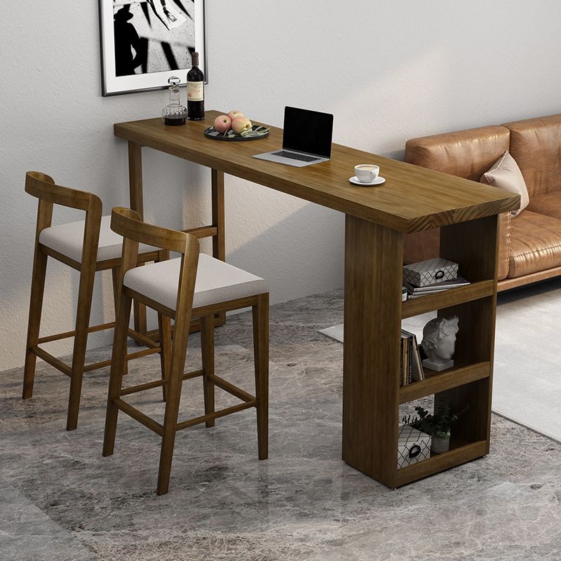 Juego rectangular moderno de 1/2/3 piezas, mesa de bar y taburetes de madera maciza