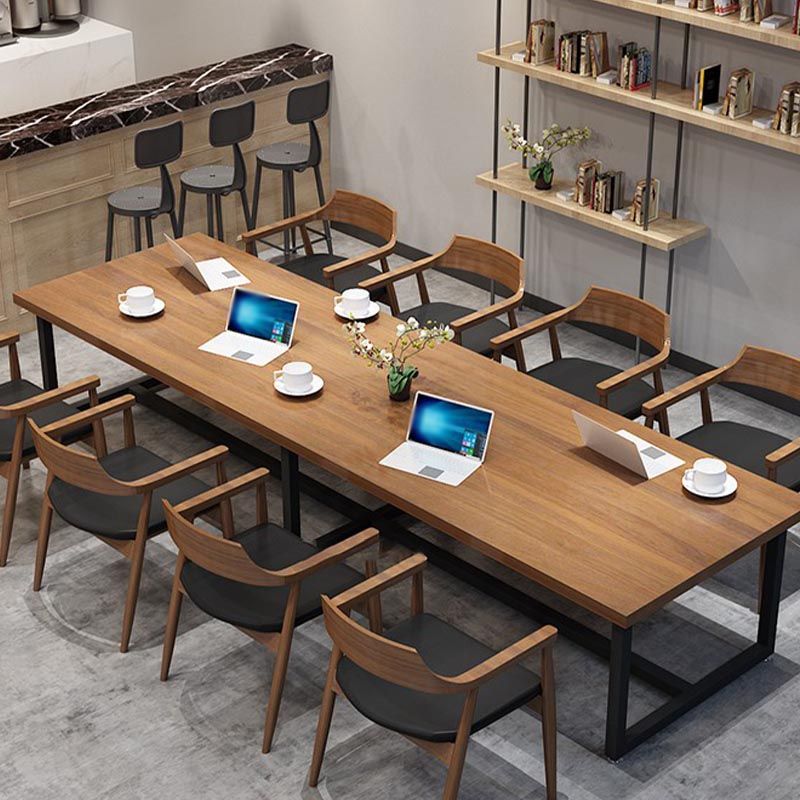 Industrial Rectangle Dinner Room Kitchen Table Brown Solid Wood Dinner Table