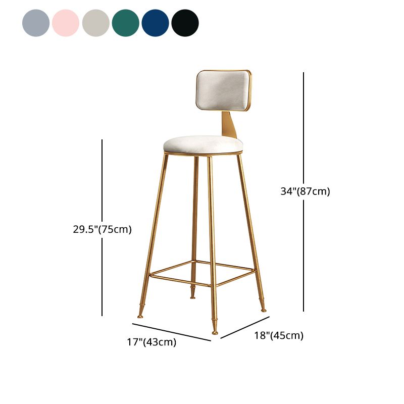 Glam Metal Upholstered Barstool Bristol Bar Stool with Iron Legs and Cushion Low Back Clearhalo 'Bar Furniture' 'Bar Stools' 'bar_stools' 'furn' 'furn_bar_stools' 'furniture_bar_stools' 'Kitchen & Dining Furniture' 'kitchen&dining_furn' 'kitchen' 'kitchen_furn' Furniture' 1200x1200_f66d84c4-6400-492f-9c0f-1b7703433360