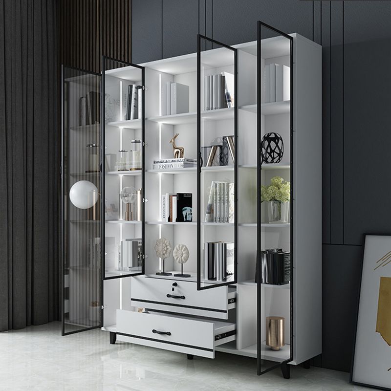 Eigentijdse boekenkast gesloten terug ontworpen houten boekenplank voor slaapkamer