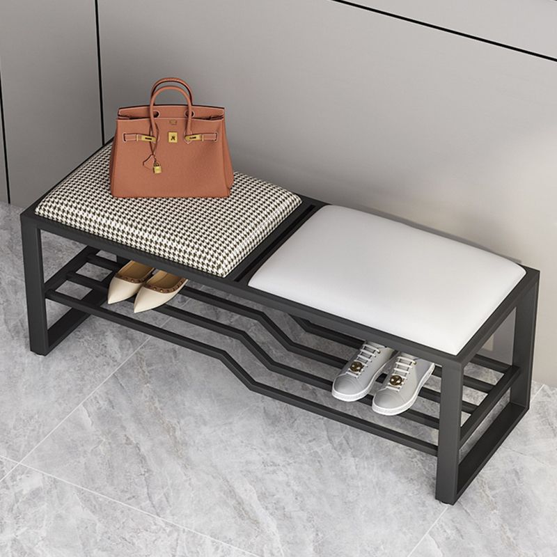 Rectangle Shoe Storage Entryway Bench Cushioned Metal Seating Bench Clearhalo 'Benches' 'Chairs & Seating' 'furn' 'furn_benches' 'Furniture' 'Living Room Furniture' 1200x1200_f66ebb28-53fb-4c14-8af1-5fd72bde6464