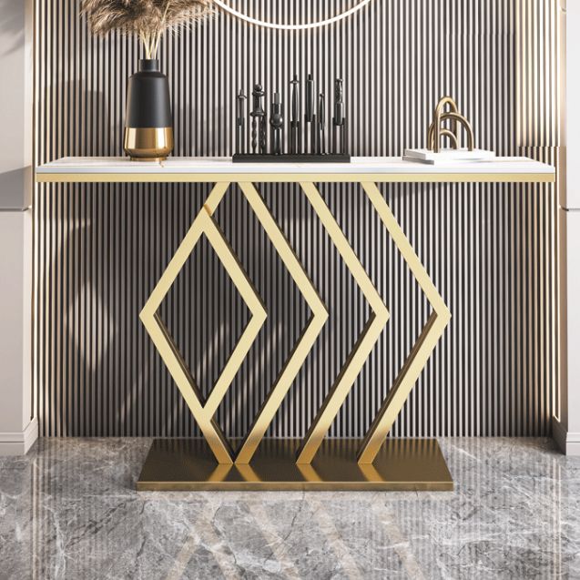 Tavola della console di base ione con top di pietra rettangolare per tavolo accento della sala