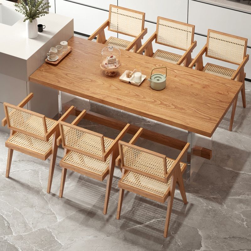 Modern Solid Wood Dining Set 1/2/5/7 Pieces Dining Table with Wood Chairs Clearhalo 'Dining Room Sets' 'Dining Tables & Seating' 'dining_room_set' 'furn' 'furn_dining_room_set' 'Furniture' 'Kitchen & Dining Furniture' 1200x1200_f6730560-4778-47ee-96d6-a8bb00394291