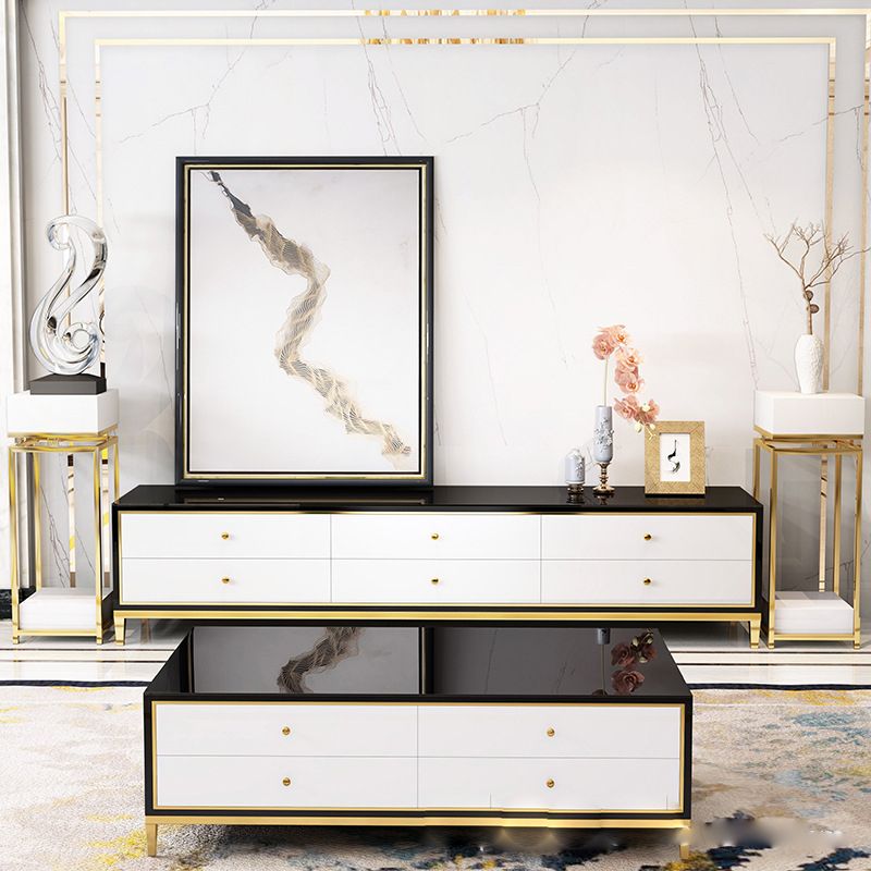 Enclosed Storage TV Media Stand Glass Media Console with Drawers Clearhalo 'furn' 'furn_tv_stands_entertainment_centers' 'Furniture' 'Living Room Furniture' 'TV Stands & Entertainment Centers' 'TV Stands & Media Storage Furniture' 'tv_stands_entertainment_centers' 1200x1200_f673ea85-cbf8-4cf9-b570-8708fdac218a