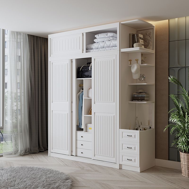 Contemporary Wardrobe Armoire with Garment Rod Wood Wardrobe Closet Clearhalo 'Armoires & Wardrobes' 'armoires_wardrobes' 'Bedroom Furniture' 'furn' 'furn_armoires_wardrobes' 'Furniture' 1200x1200_f675aa3c-5fd2-44bb-b558-5af8d5177175