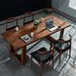 Mesa de comedor de madera sólida mesa rectangular contemporánea con base de trineo