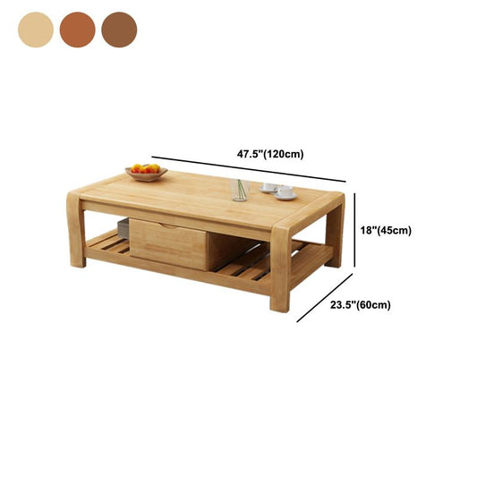 Tavolino in legno a 4 gambe rettangolari a 4 gambe con cassetti